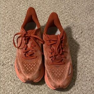 Hoka Orange Athletic Shoes with Cushioned Sole